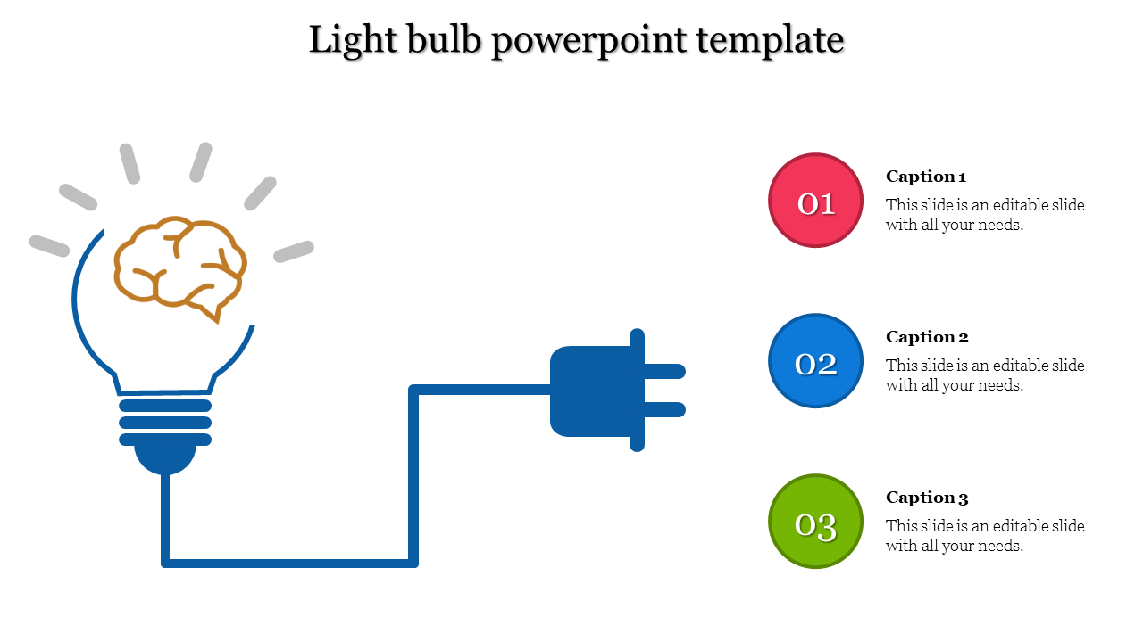 Elegant Light bulb PowerPoint template and Google slides